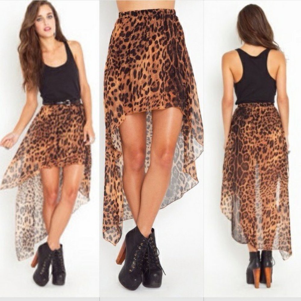 Unif Get It Leopard Print Hi Lo Skirt - image 4